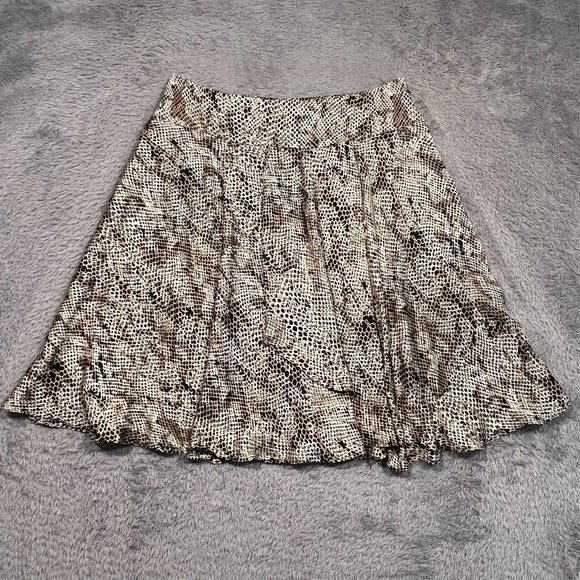 Sunny Leigh Womens White Side Zip Animal Print Pleated Flared Mini Skirt Size 10 - Picture 1 of 9